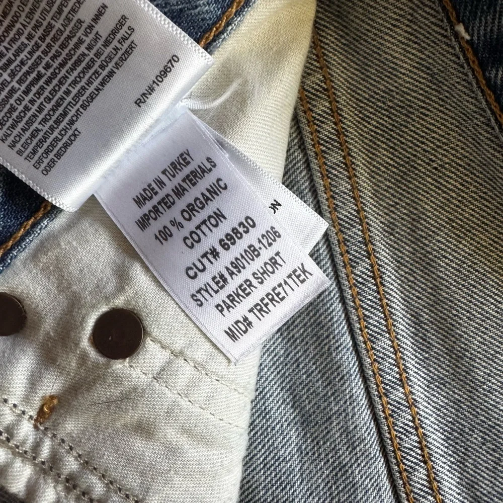 Agolde 100% organic cotton parker long in Lowkey Distressed Denim Cutoff Shorts